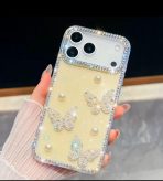 iphone 17 pro cases Jewelled border Pearl butterfly Glitter iPhone 17/air/pro/max - Image 4