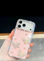 iphone 17 pro cases Jewelled border Pearl butterfly Glitter iPhone 17/air/pro/max - Image 5