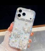 iphone 17 pro cases Jewelled border Pearl butterfly Glitter iPhone 17/air/pro/max - Image 3