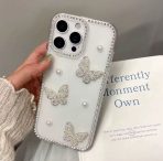 iPhone 17/air/pro/max case Pearl Butterfly Diamond Clear IPhone Case