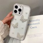 iPhone 17/air/pro/max case Pearl Butterfly Diamond Clear IPhone Case